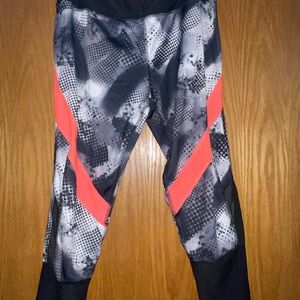 RBX Black and Coral Patterned Leggings